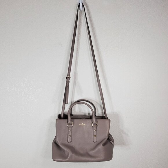 Kate Spade New York Taupe Evangelie Larchmont Satchel Leather Crossbody/Handbag - Picture 3 of 16